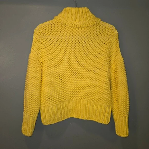 Free People Women's My Only Sunshine Sweater Chunky Knit Turtleneck, Yellow - Picture 2 of 9